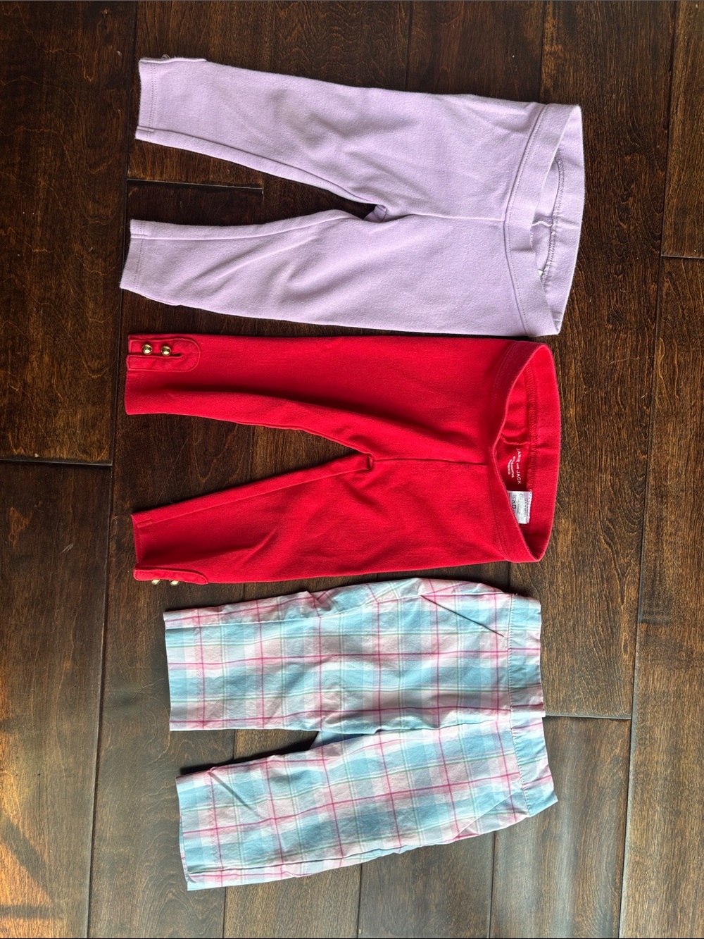 Janie and Jack Girls Lavender, Red & Pastel Plaid Bottoms Set